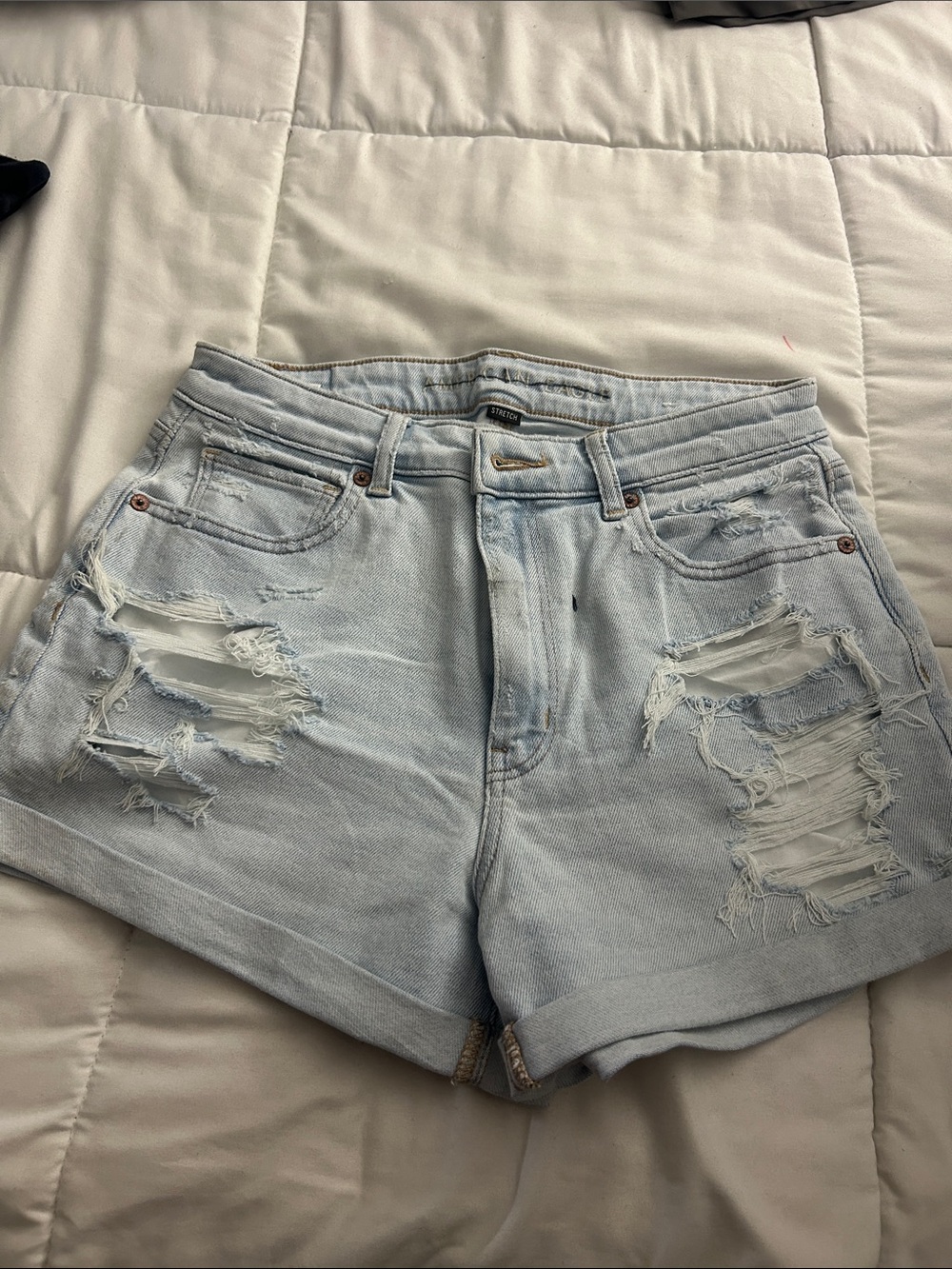 American Eagle Outfitters Light Wash Distressed Denim Shorts